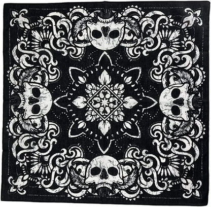 12Pcs Bandana 100% Cotton Custom Fashion Paisley Design Multifunctional Outdoor Square Handkerchief Apparel & Accessories > Clothing Accessories > Bandanas & Headties Vamqor Skull  