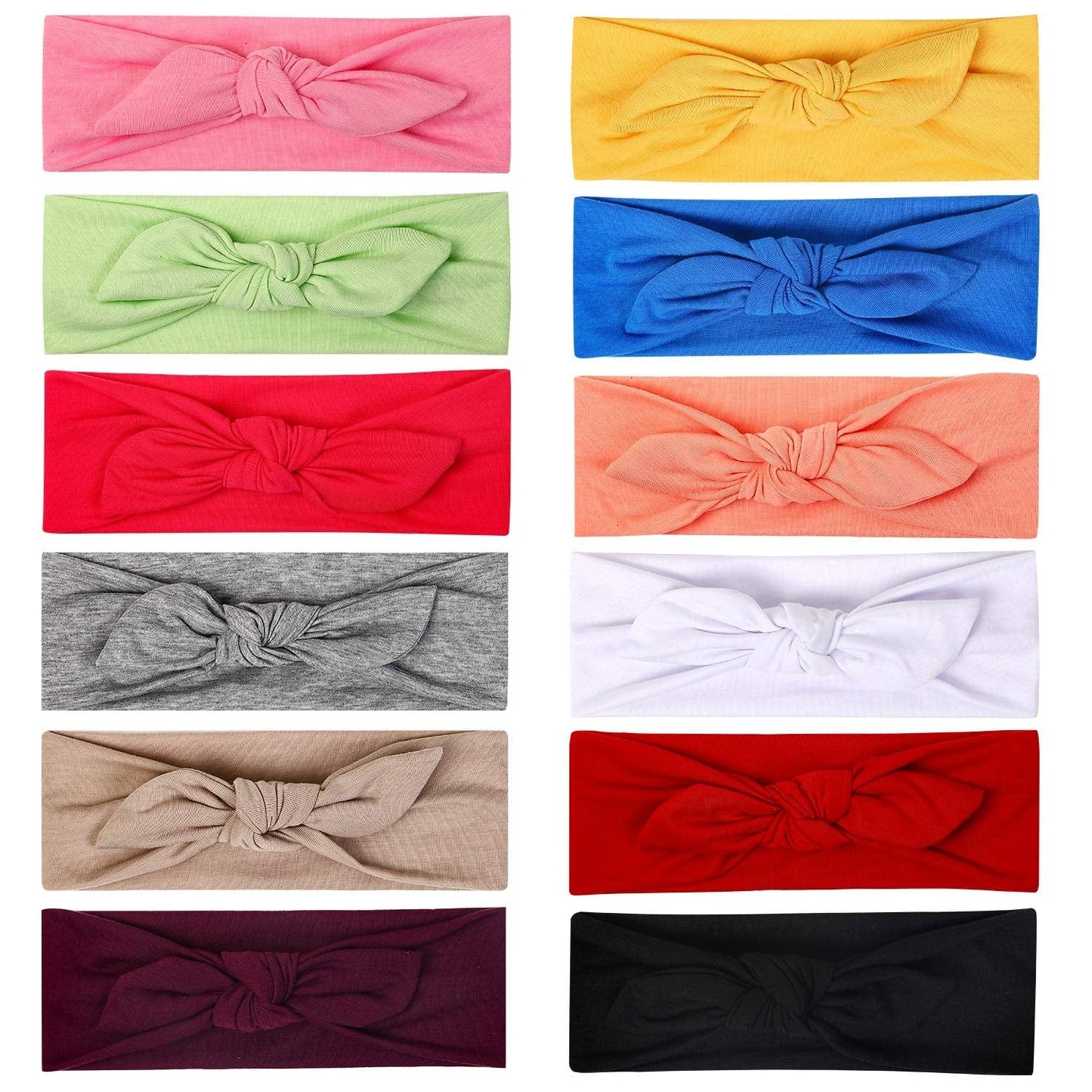 12Pcs Solid Color Women Headbands Headwraps Hair Band Cotton Stretchy Turban Bows Accessories for Women Fashion Sport Apparel & Accessories > Clothing Accessories > Bandanas & Headties Jeatonge   