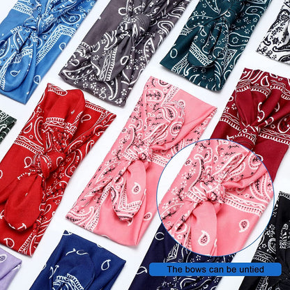 13 Pieces Bandana Headband for Women Paisley Hair Bandanas Boho Bow Headbands Elastic Knot Rabbit Ear Head Wrap Cute Hair Accessories for Women Girls 7.87X2.75 Inch (Chic Color) Apparel & Accessories > Clothing Accessories > Bandanas & Headties WILLBOND   