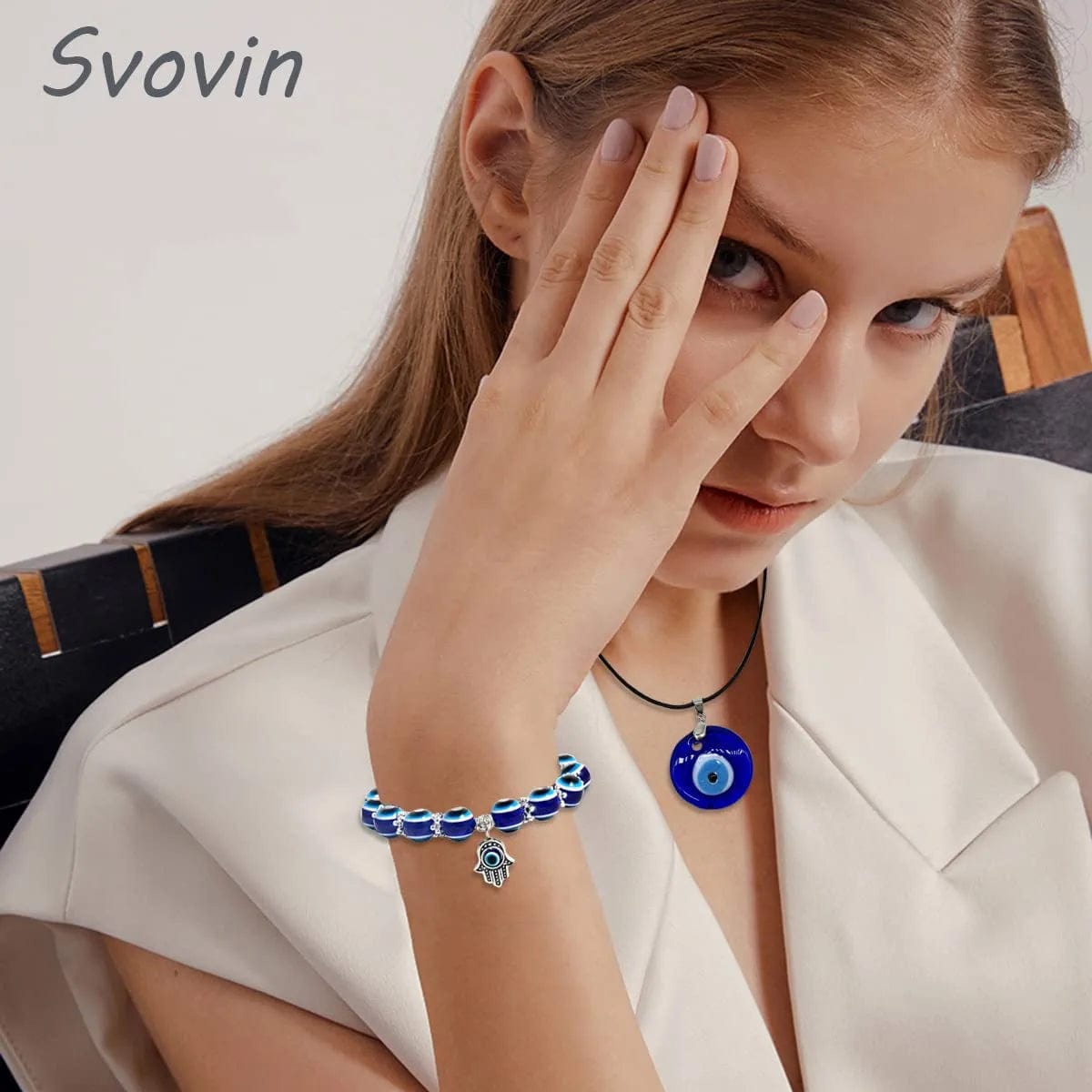 13 Pieces Evil Eye Necklace Pendant Bracelets Set for Women Men Turkish Lucky Blue Eyes Amulet Leather Rope Evil Eyes Bracelets Jewelry Set A: 13pcs