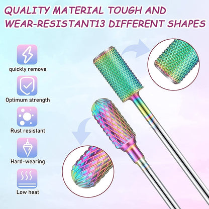 13 Pieces Nail Drill Bits Set Nail Cuticle Drill Bit Polish Removing Drill Bit Tungsten Carbide Ceramic Nail File Bits Acrylic Nail Gel File Bits for Manicure Pedicure Tools Accessories 3/32 Inch Health & Beauty > Personal Care > Cosmetics > Cosmetic Tools > Nail Tools Honoson   