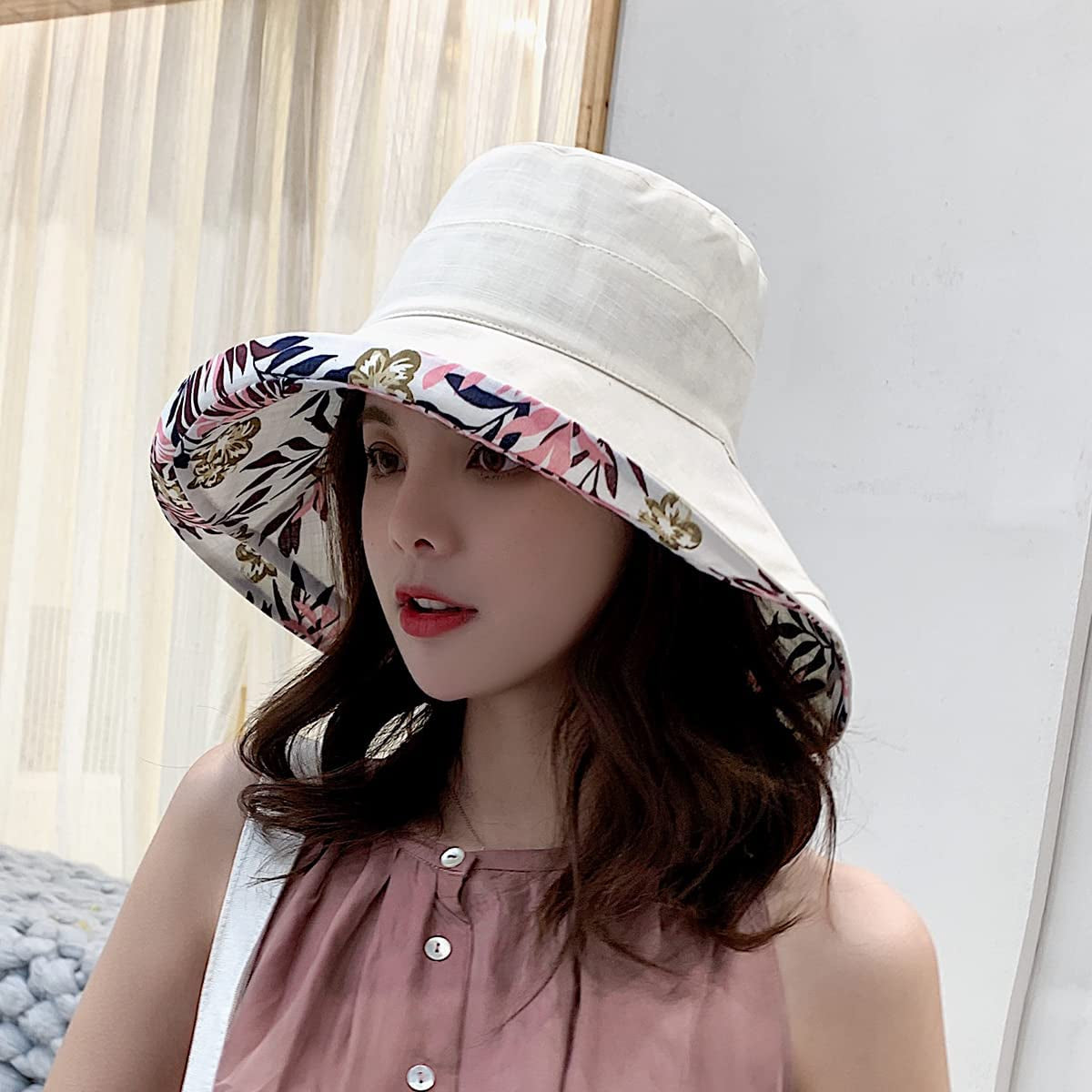 Farodor Women'S Packable Reversible Bucket Hat UV Sun Protection Wide Brim Summer Beach Cap Apparel & Accessories > Clothing Accessories > Hats FaroDor   