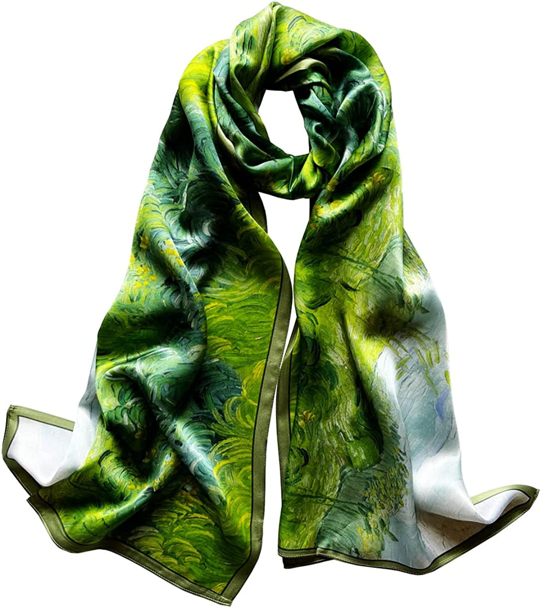 Women'S Mulberry Silk Scarf Floral Print Satin Long Scarf Wrap Shawl Apparel & Accessories > Clothing Accessories > Scarves & Shawls Smi&Love Fzlr01  