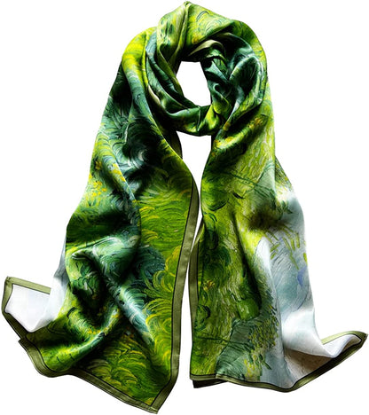 Women'S Mulberry Silk Scarf Floral Print Satin Long Scarf Wrap Shawl Apparel & Accessories > Clothing Accessories > Scarves & Shawls Smi&Love Fzlr01  