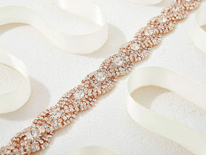 SWEETV Rhinestone Bridal Belt Braid Crystal Wedding Dress Belt Sash Headband for Bride Bridesmaid Apparel & Accessories > Clothing Accessories > Belts SWEETV   