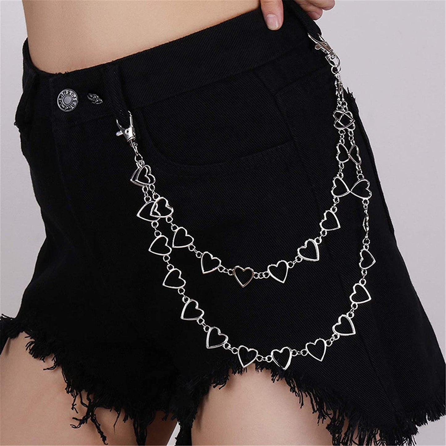 N/Q Punk Gothic Layered Hollow Love Heart Butterfly Star Belly Waist Chain Belt for Women Girls Men Boys Hip Hop Rock Multilayer Unisex Resin Cartoon Colorful Bear Animal Insect Body Jewelry Apparel & Accessories > Jewelry > Body Jewelry N/Q   