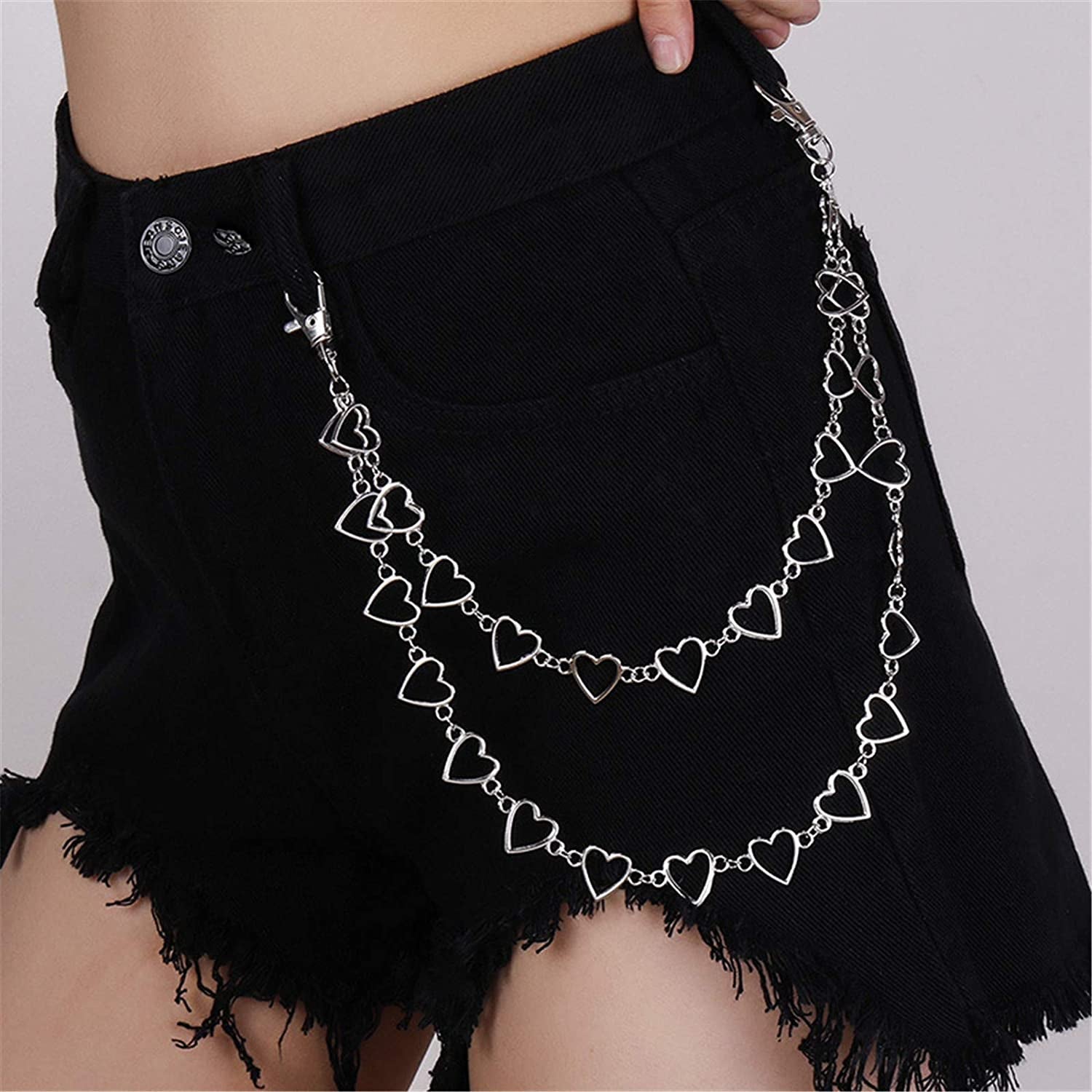 N/Q Punk Gothic Layered Hollow Love Heart Butterfly Star Belly Waist Chain Belt for Women Girls Men Boys Hip Hop Rock Multilayer Unisex Resin Cartoon Colorful Bear Animal Insect Body Jewelry Apparel & Accessories > Jewelry > Body Jewelry N/Q   