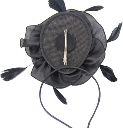 Women Flower Fascinator Hat Wedding Bridal Fascinators Tea Party Hat Feather Fascinator Headband Headwear for Evening Church Apparel & Accessories > Clothing Accessories > Headwear STbest   