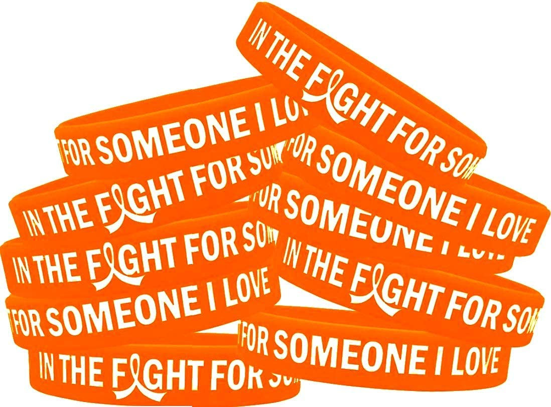 In the Fight for Someone I Love Silicone Wristband Bracelet Premium Quality 10-Pack (Assorted Colors) Apparel & Accessories > Jewelry > Bracelets Fight Like a Girl Orange  