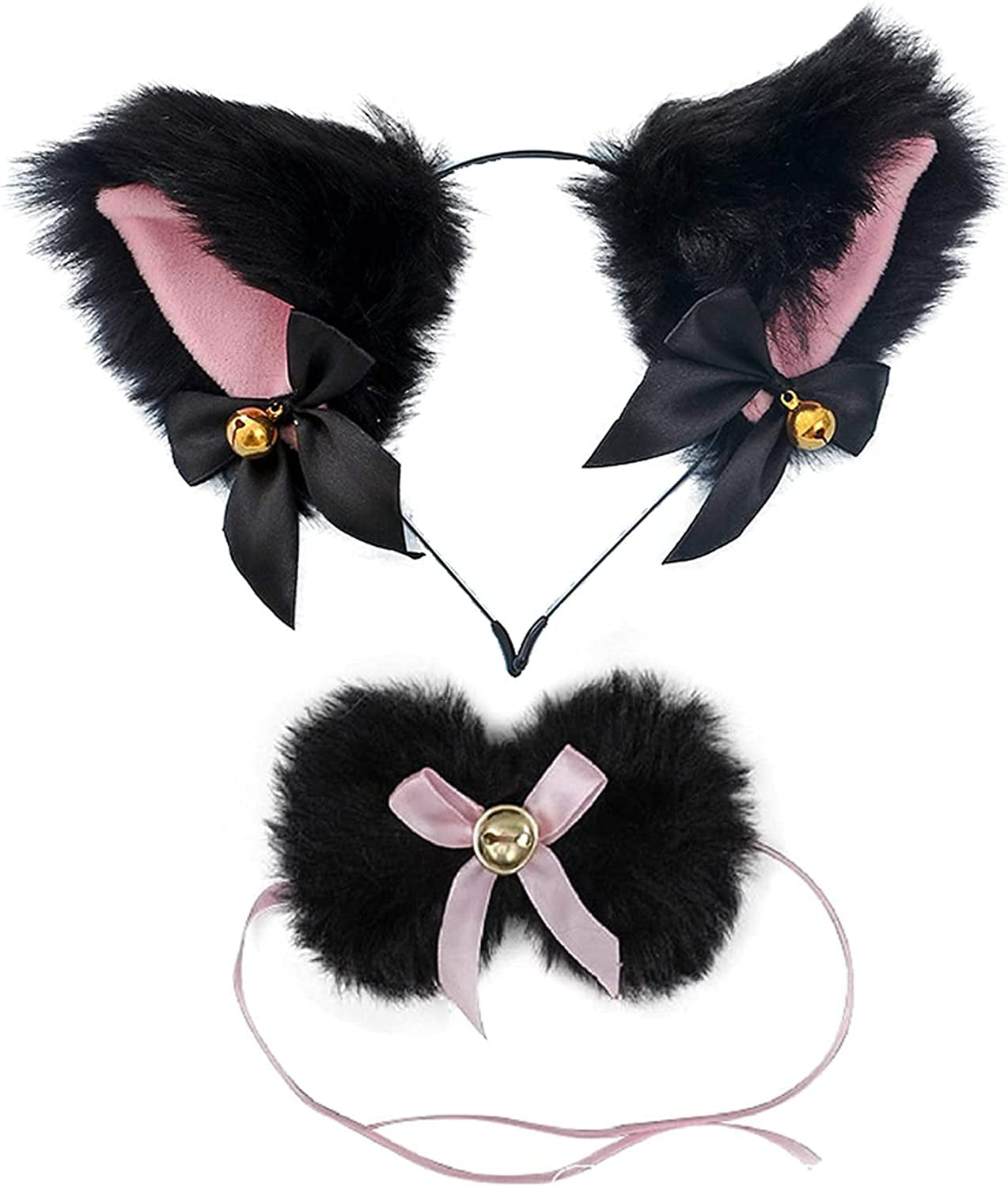 Faylay Cosplay Girl Plush Furry Cat Ears Headwear Accessory for Cam Girl Party Apparel & Accessories > Clothing Accessories > Headwear Faylay 4-hmflhhdj&collar  