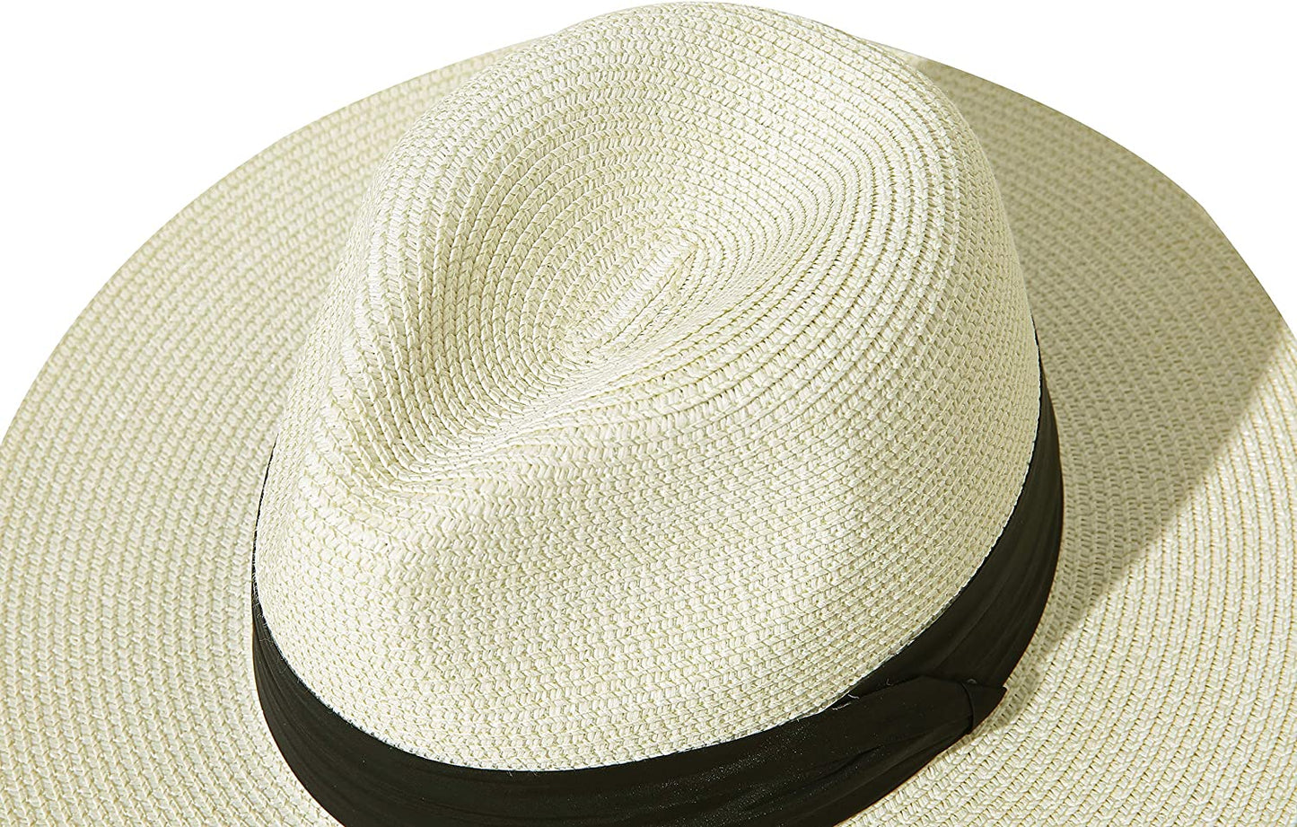 Lanzom Women Wide Brim Straw Panama Roll up Hat Belt Buckle Fedora Beach Sun Hat UPF50+ Apparel & Accessories > Clothing Accessories > Hats Lanzom   