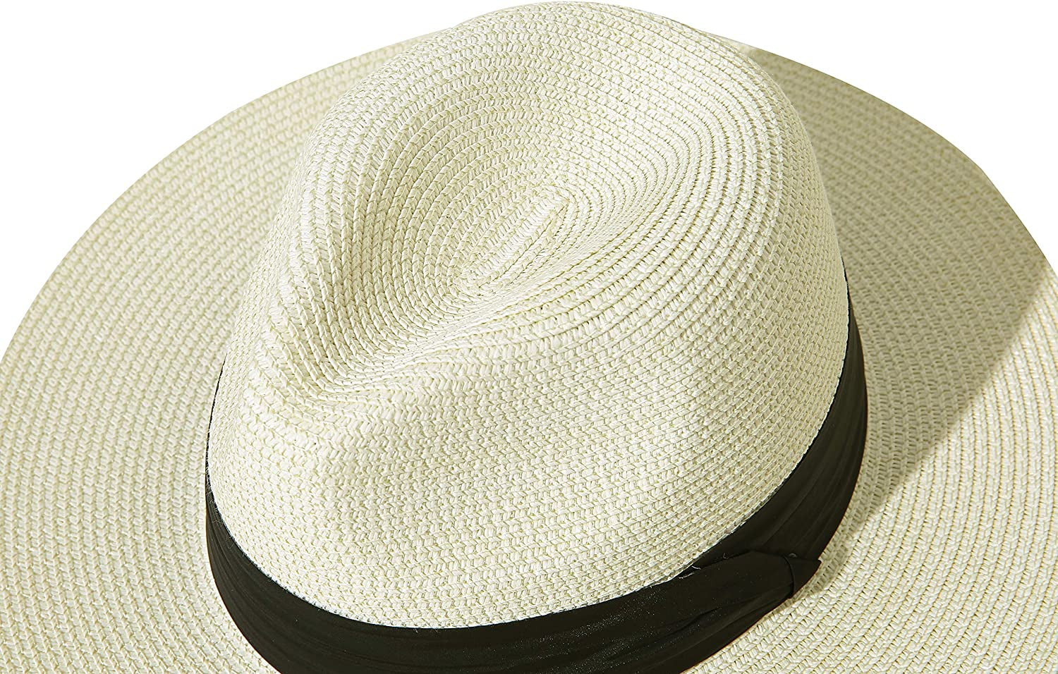 Lanzom Women Wide Brim Straw Panama Roll up Hat Belt Buckle Fedora Beach Sun Hat UPF50+ Apparel & Accessories > Clothing Accessories > Hats Lanzom   