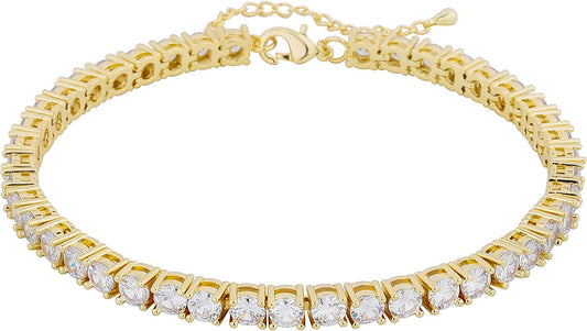 TOPGRILLZ 3-6Mm Tennis Chain Anklet with Extension Bracelet for Women, 14K Gold Plated CZ Diamond Fashion Foot Jewelry Gifts Apparel & Accessories > Jewelry > Anklets Yiwu Xinlu Fashion Jewelry Factory 6mm Gold 9.0 Inches 