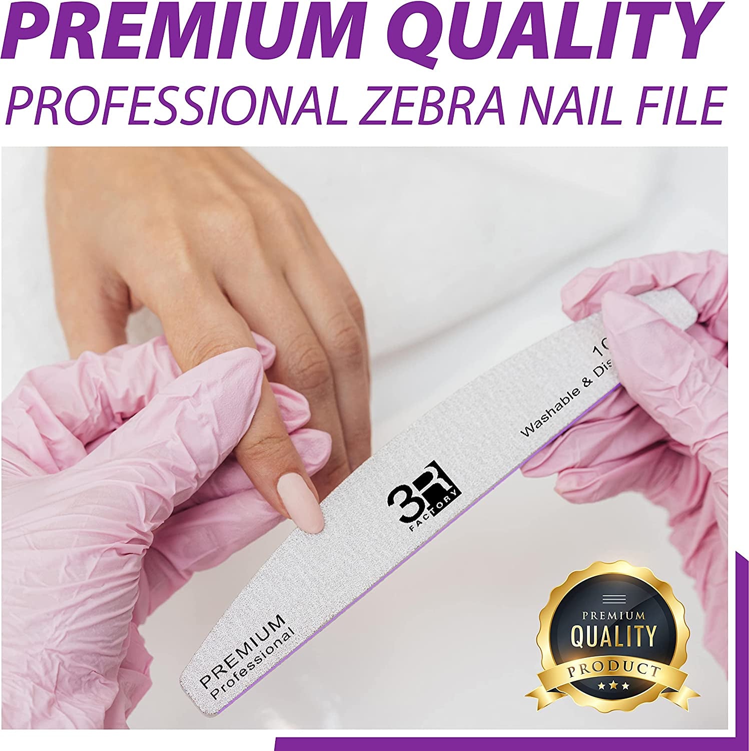Nail Files - 3R Factory Acrylic Nail File 100/180, Nail Solution for Acrylic Nails, Acrylic Nail Remover, Professional Nail Salon Supplies, 2Pcs Each of Ergonomic Colors Design Border. (10Pcs Pack) Health & Beauty > Personal Care > Cosmetics > Cosmetic Tools > Nail Tools 3R Factory   