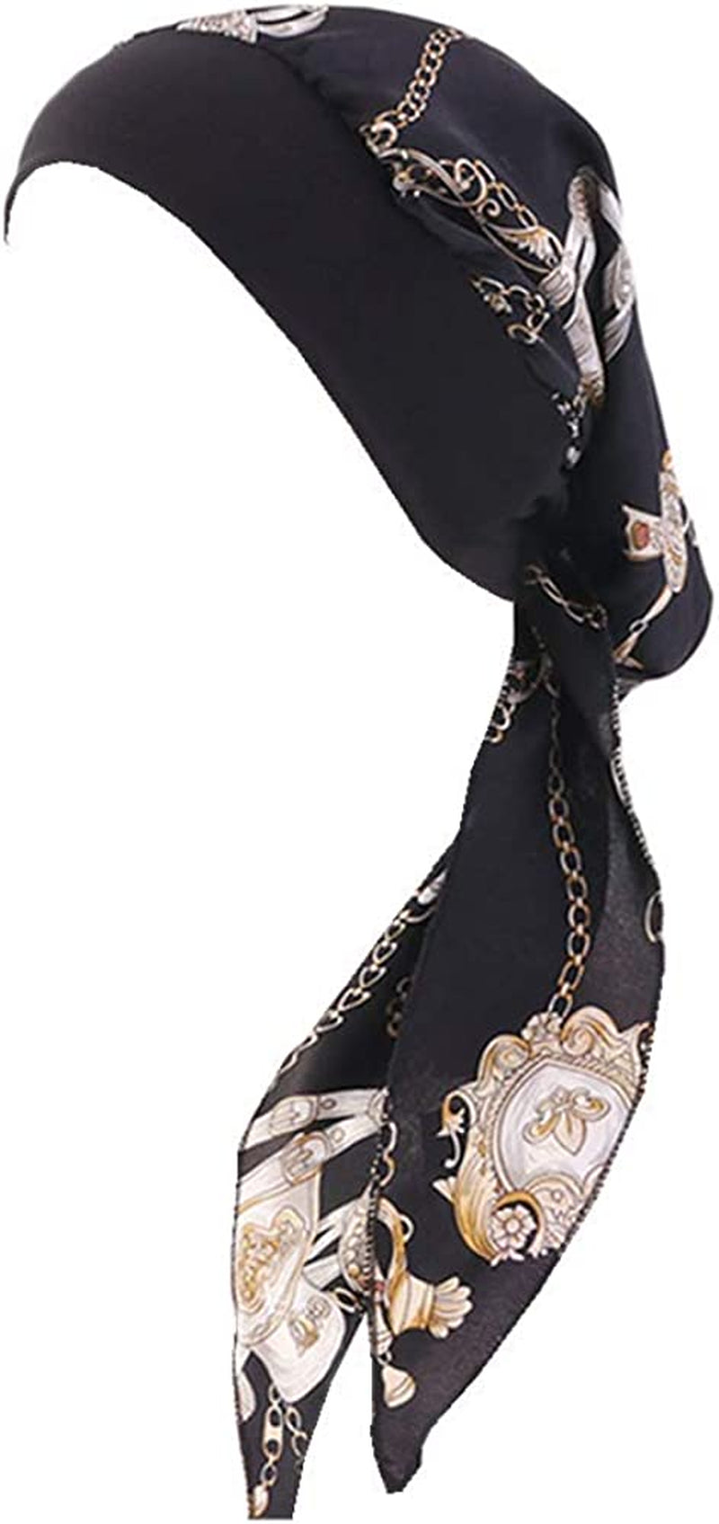 CCCHO Women Vintage Silky Turbans Bonnet Elastic Wide Band Multifunction Printing Hat Chemo Hair Loss Cap Apparel & Accessories > Clothing Accessories > Headwear CCCHO Black  