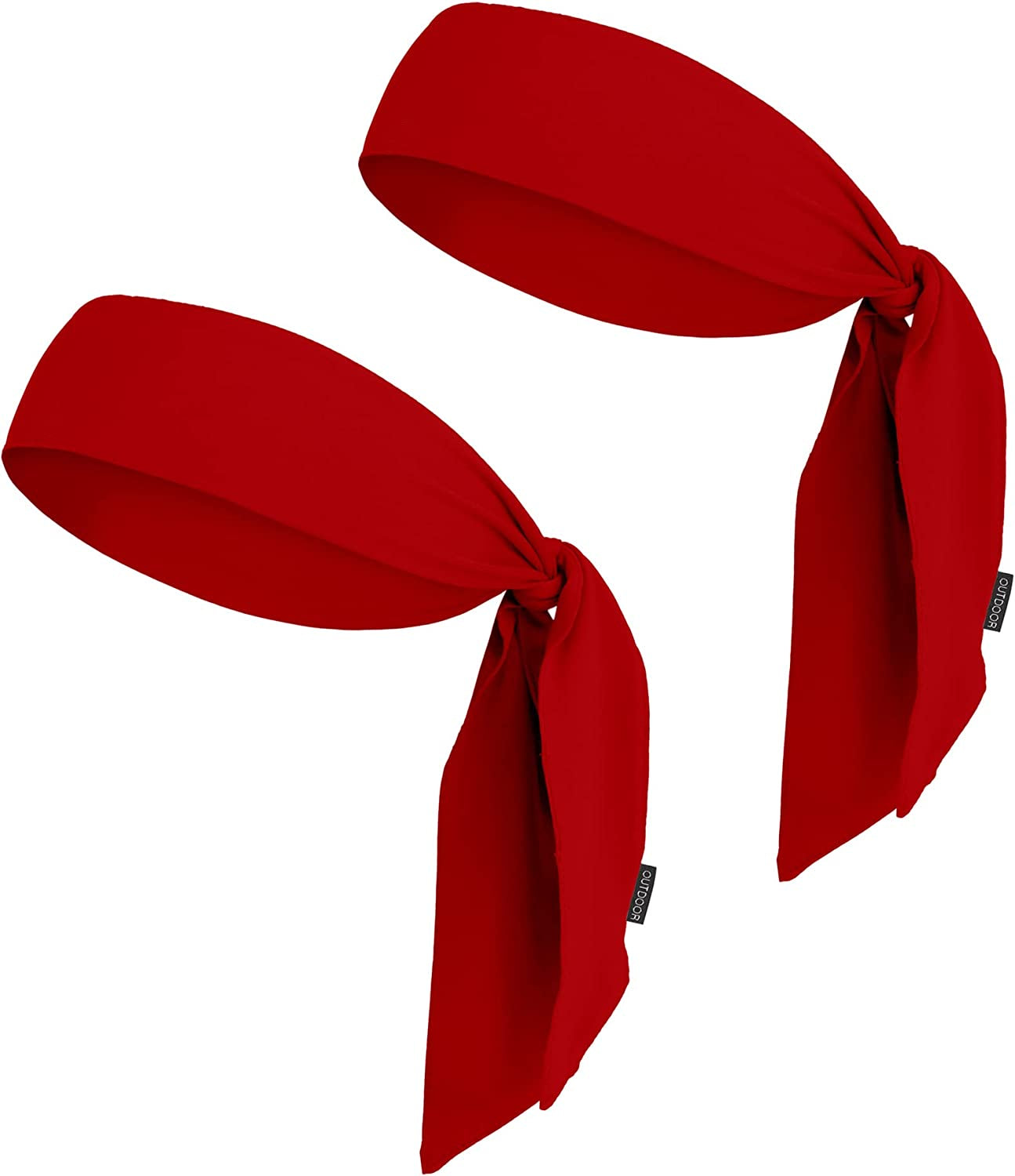 Tie Headband for Women, Men, & Kids - Karate Headband, Ninja Headbands, Tie Headbands for Muay Thai, Softball, Basketball, Sports & Tennis - Pirate & Athletic Headbands - Sweat Wicking Headband Apparel & Accessories > Clothing Accessories > Bandanas & Headties OutdoorEssentials 2 Red  