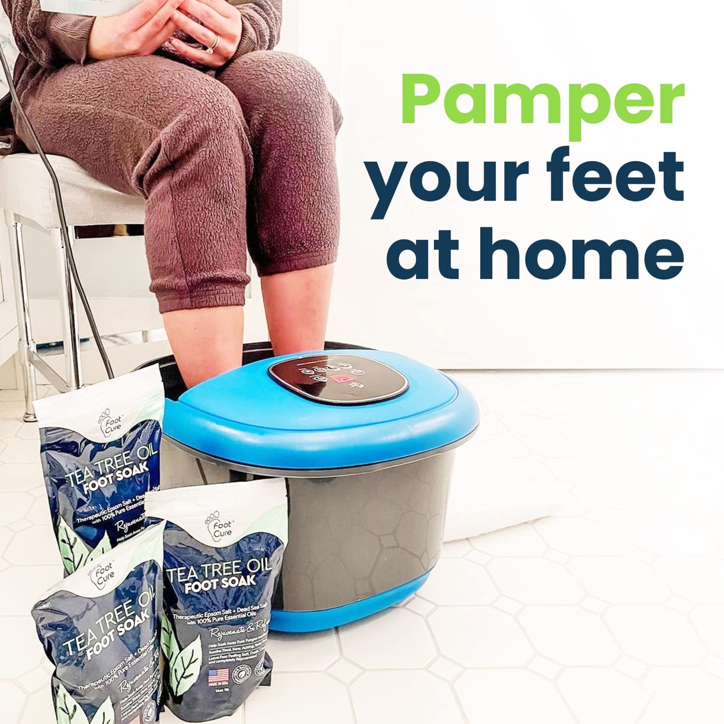 Tea Tree Oil Foot Soak with Epsom Salt - for Toenail Repair, Athletes Foot & Softens Calluses - Soothes Sore & Tired Feet, Nail Discoloration, Foot Odor Scent, Spa Pedicure, Foot Care - Made in USA, 16 Oz Health & Beauty > Personal Care > Foot Care FOOT CURE   