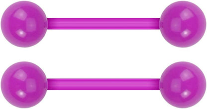 Forbidden Body Jewelry Nipple Rings, Tongue Rings, Nipple Piercing Jewelry, Nipple Jewelry, Flexible Acrylic Barbell Set 14G 16Mm (5/8 Inch) plus Free Bonus Barbell Apparel & Accessories > Jewelry > Body Jewelry Forbidden Body Jewelry Purple  