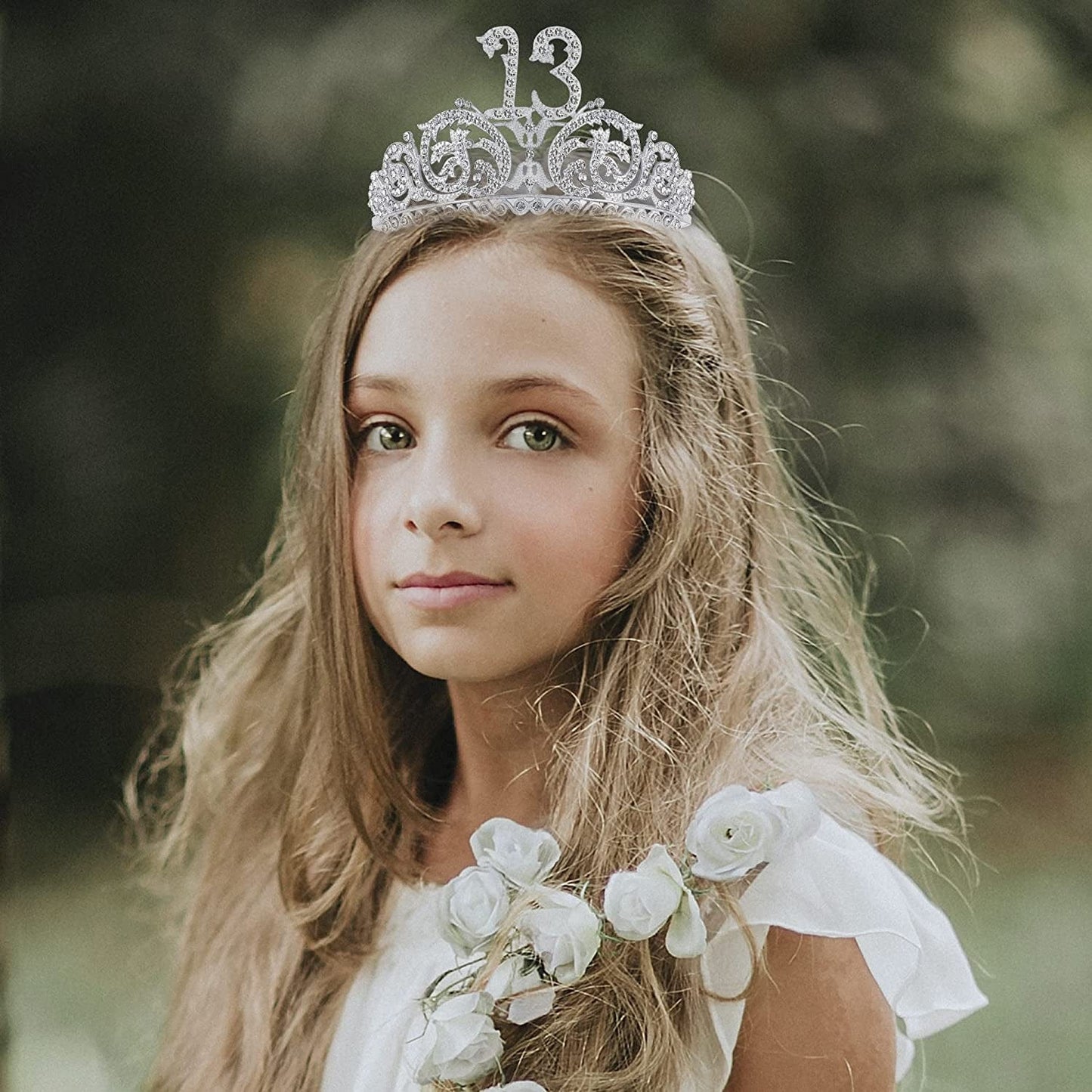 13Th Birthday Sash and Tiara for Girls - Fabulous Set: Glitter Sash + Forest Rhinestone Silver Premium Metal Tiara, 13Th Birthday Gifts for Teenegers Party Apparel & Accessories > Clothing Accessories > Sashes DORADREAMDEKO   