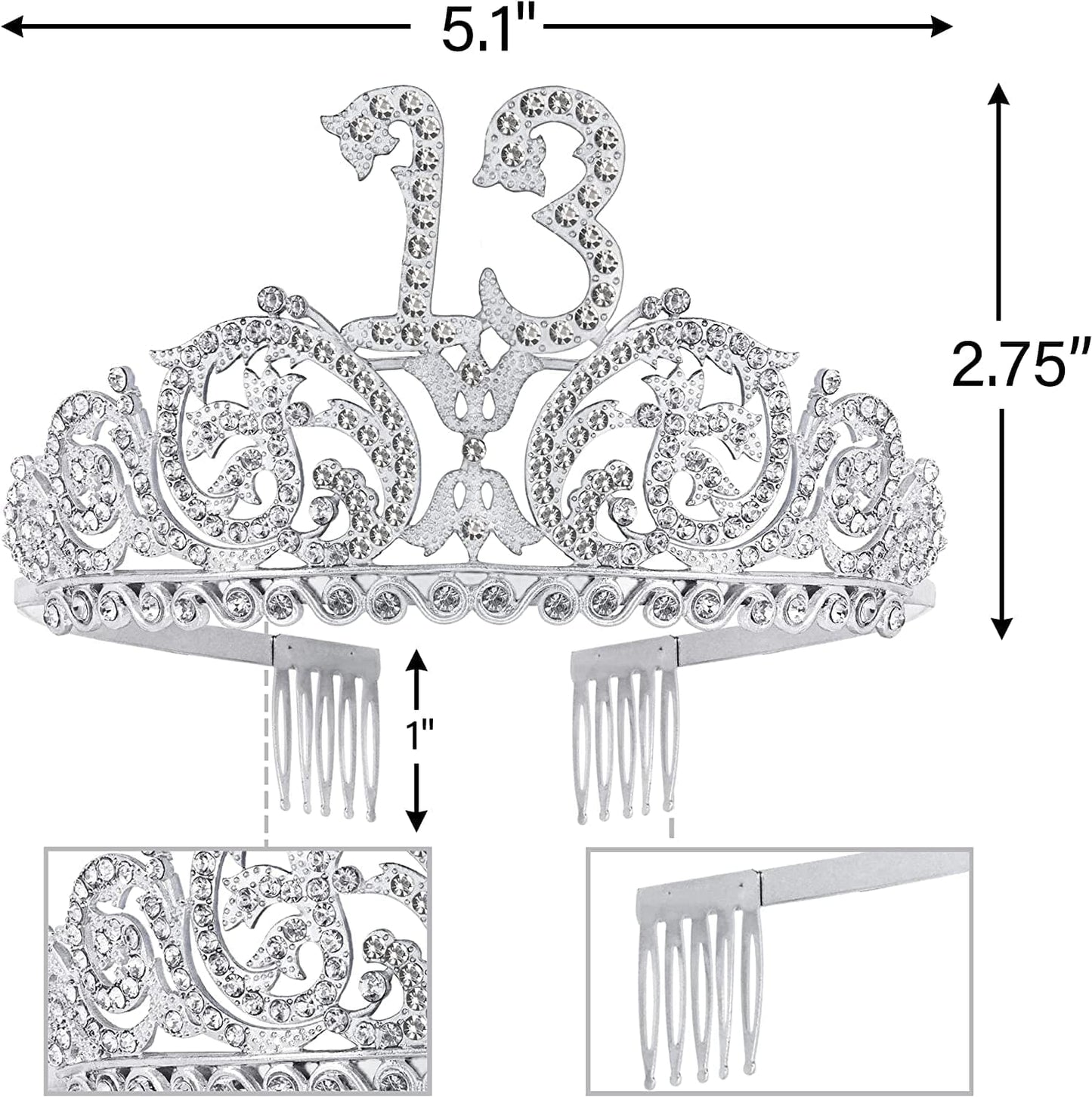 13Th Birthday Sash and Tiara for Girls - Fabulous Set: Glitter Sash + Forest Rhinestone Silver Premium Metal Tiara, 13Th Birthday Gifts for Teenegers Party Apparel & Accessories > Clothing Accessories > Sashes DORADREAMDEKO   