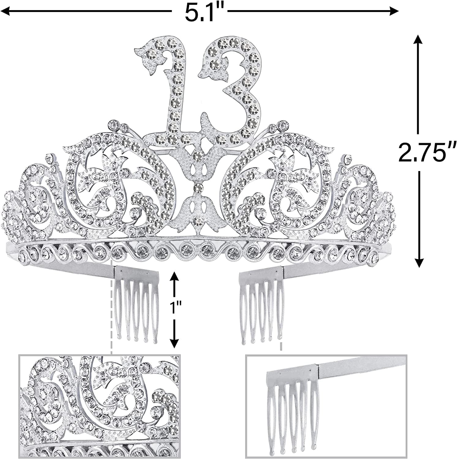 13Th Birthday Sash and Tiara for Girls - Fabulous Set: Glitter Sash + Forest Rhinestone Silver Premium Metal Tiara, 13Th Birthday Gifts for Teenegers Party Apparel & Accessories > Clothing Accessories > Sashes DORADREAMDEKO   