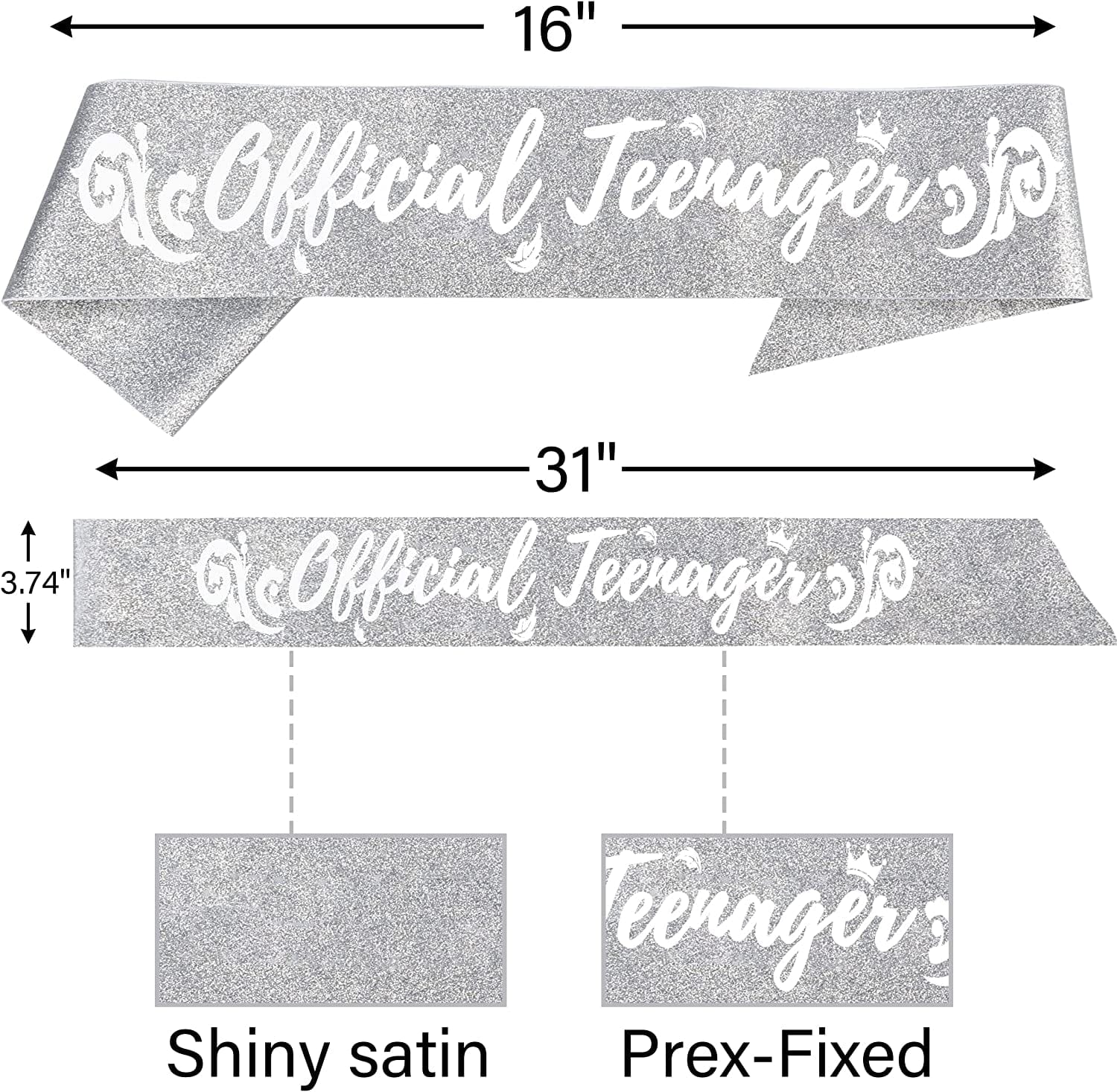 13Th Birthday Sash and Tiara for Girls - Fabulous Set: Glitter Sash + Forest Rhinestone Silver Premium Metal Tiara, 13Th Birthday Gifts for Teenegers Party Apparel & Accessories > Clothing Accessories > Sashes DORADREAMDEKO   