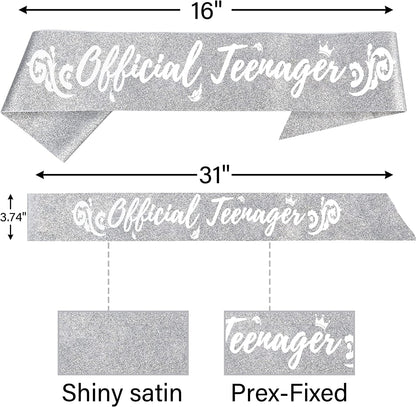 13Th Birthday Sash and Tiara for Girls - Fabulous Set: Glitter Sash + Forest Rhinestone Silver Premium Metal Tiara, 13Th Birthday Gifts for Teenegers Party Apparel & Accessories > Clothing Accessories > Sashes DORADREAMDEKO   