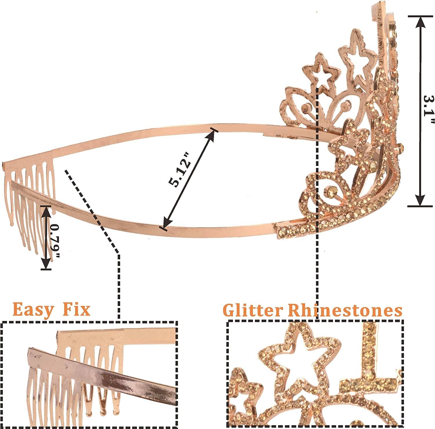 13Th Birthday Sash and Tiara for Girls - Fabulous Set: Glitter Sash + Stars Rhinestone Gold Premium Metal Tiara, 13Th Birthday Gifts for Teenegers Party Apparel & Accessories > Clothing Accessories > Sashes MEANT2TOBE   