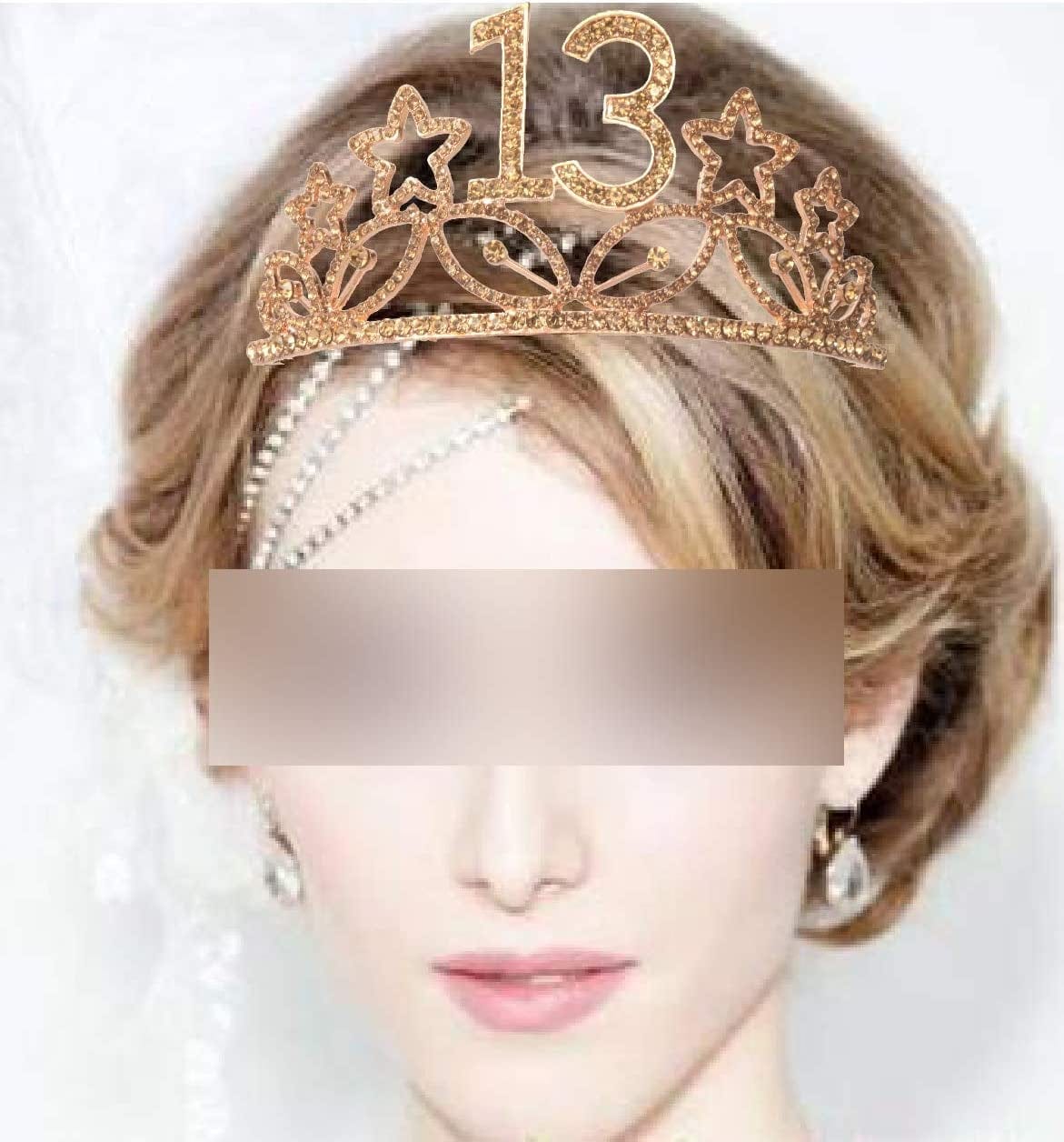 13Th Birthday Sash and Tiara for Girls - Fabulous Set: Glitter Sash + Stars Rhinestone Gold Premium Metal Tiara, 13Th Birthday Gifts for Teenegers Party Apparel & Accessories > Clothing Accessories > Sashes MEANT2TOBE   