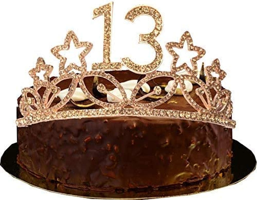 13Th Birthday Sash and Tiara for Girls - Fabulous Set: Glitter Sash + Stars Rhinestone Gold Premium Metal Tiara, 13Th Birthday Gifts for Teenegers Party Apparel & Accessories > Clothing Accessories > Sashes MEANT2TOBE   
