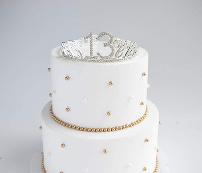 13Th Birthday Silver Tiara and Black Sash Glitter Satin Sash and Crystal Rhinestone Tiara Crown for Happy 13Th Birthday Party Supplies Favors Decorations 13Th Birthday Party Accessories Apparel & Accessories > Clothing Accessories > Sashes Mayin   