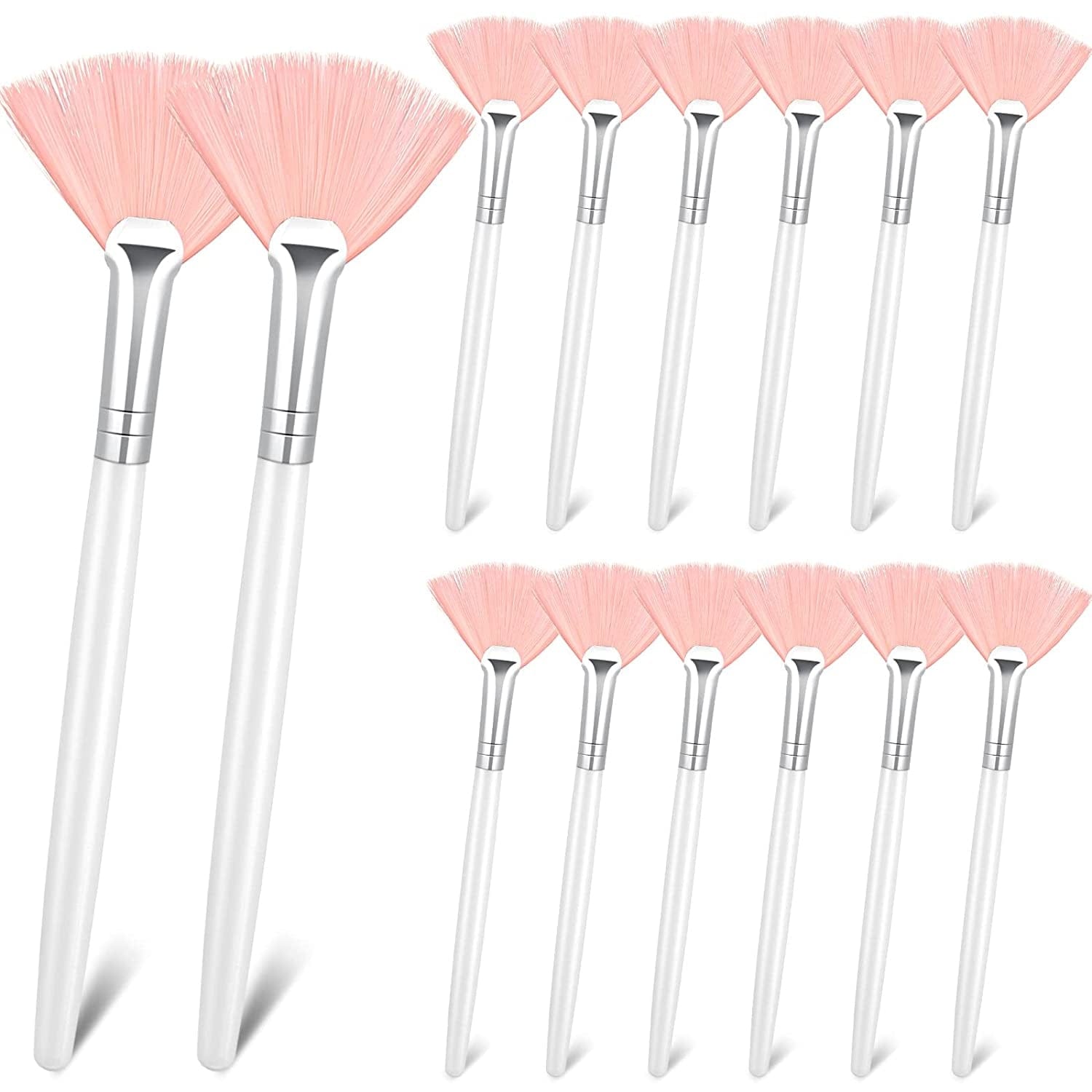 14 Pieces Fan Brushes Facial Applicator Brush Soft Fan Brushes Acid Applicator Brush Cosmetic Makeup Applicator Tools for Mud Cream (Pink) Health & Beauty > Personal Care > Cosmetics > Cosmetic Tools > Makeup Tools Patelai White,Brown,Pink  
