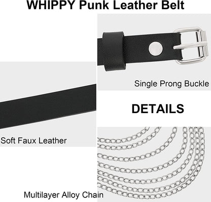 Punk Waist Chain Belt Leather Body Belly Chain Rave Festival Sexy Gothic Jewelry Accessories for Women Girls Apparel & Accessories > Jewelry > Body Jewelry WHIPPY   
