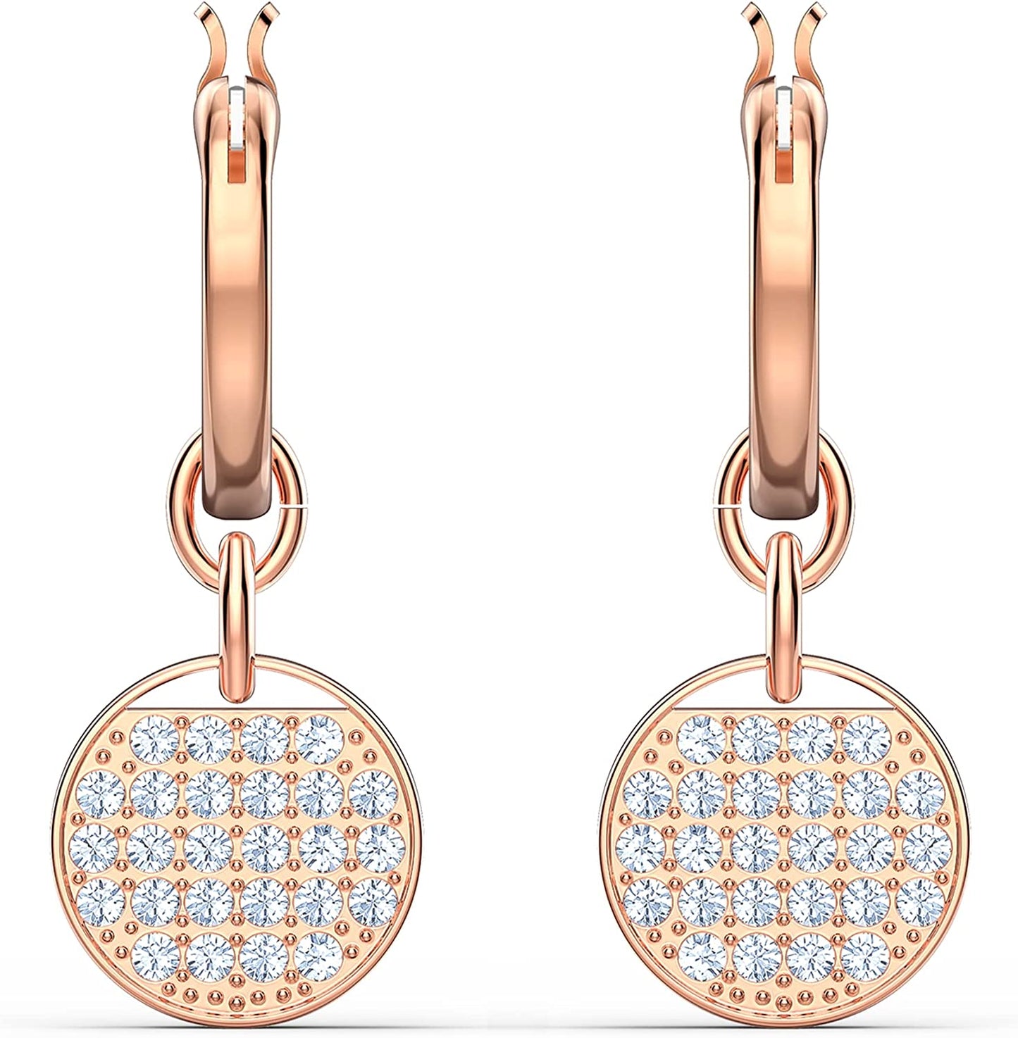 SWAROVSKI Ginger Jewelry Collection, Clear Crystals, Grey Crystals, Blue Crystals Apparel & Accessories > Jewelry > Necklaces SWAROVSKI Hoop Earrings - Rose Gold Tone Finish  