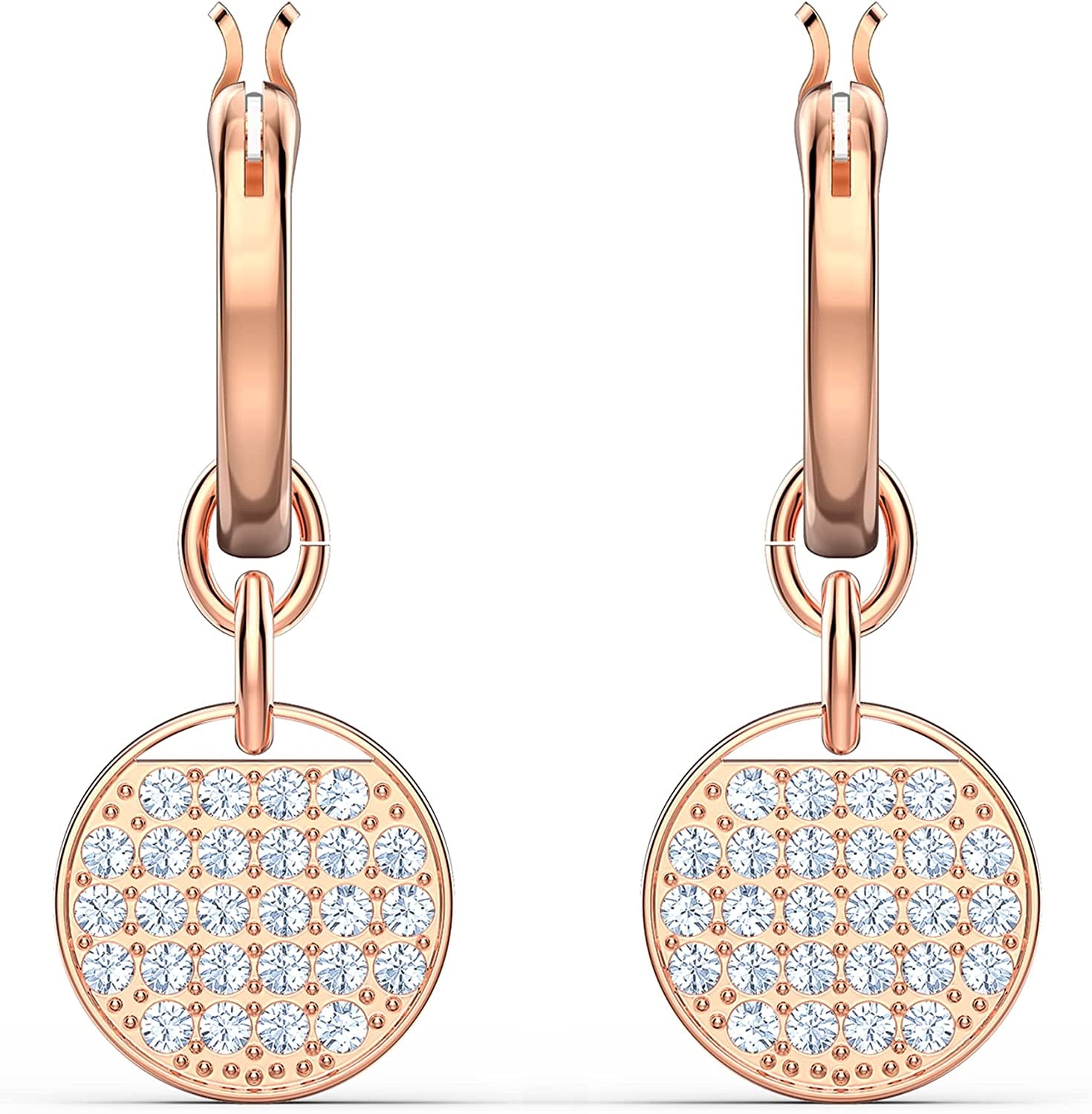 SWAROVSKI Ginger Jewelry Collection, Clear Crystals, Grey Crystals, Blue Crystals Apparel & Accessories > Jewelry > Necklaces SWAROVSKI Hoop Earrings - Rose Gold Tone Finish  