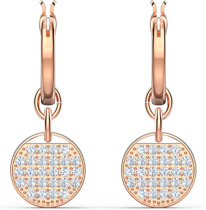 SWAROVSKI Ginger Jewelry Collection, Clear Crystals, Grey Crystals, Blue Crystals Apparel & Accessories > Jewelry > Necklaces SWAROVSKI Hoop Earrings - Rose Gold Tone Finish  