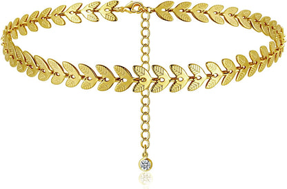 Luxval Ankle Bracelets for Women, Tennis Chain Butterfly Anklets for Women 14K Gold Bead Link Foot Jewelry CZ Stones Anklet Bracelets for BFF Gift Apparel & Accessories > Jewelry > Anklets Luxval 1Pcs-Gold Wheatear  