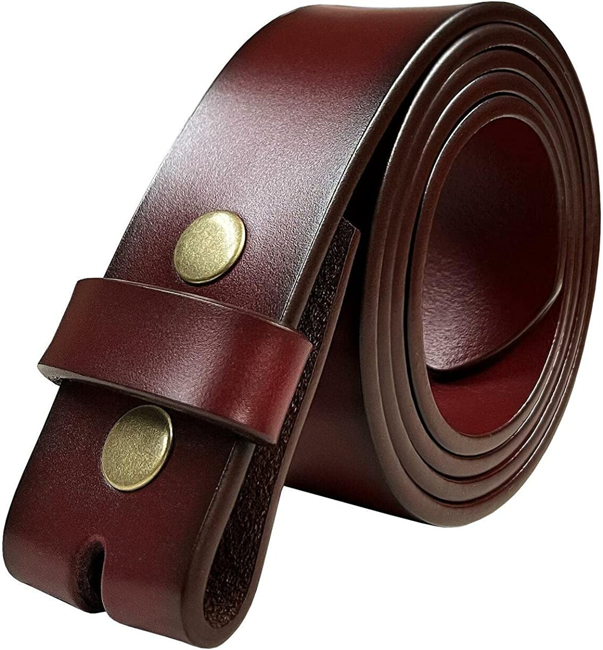 Replacement Belt Strap 100% Genuine Leather Plain Casual Belt Strap with Snaps 1-1/2"(38Mm) Wide Apparel & Accessories > Clothing Accessories > Belts Belts.com Style a - Premium Leather Strap Burgundy 44 