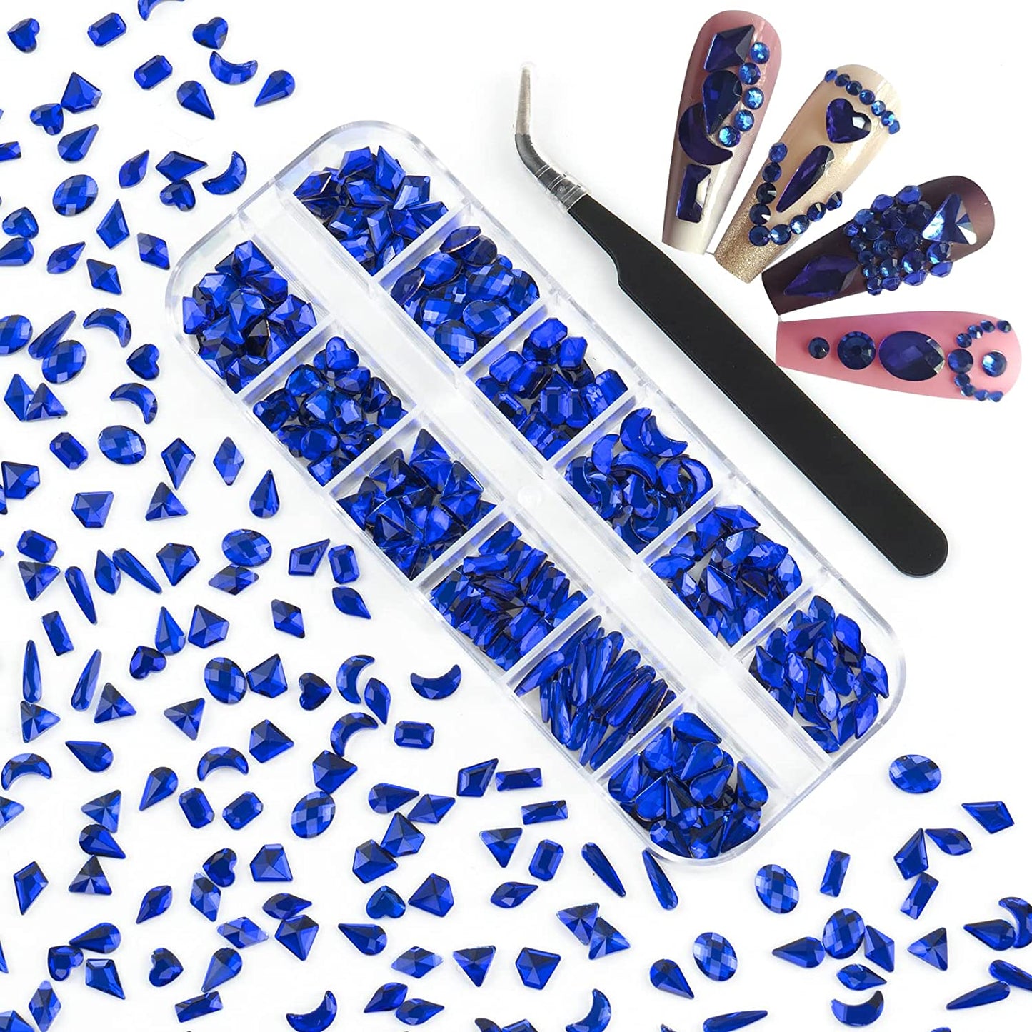 Rhinestones for Nails Kit,3486Pcs round AB Nail Rhinestones 354Pcs 3D Multi Shapes Flatback Nail Crystals Diamonds for Nail Design DIY Nail Salon Manicure Decoration Health & Beauty > Personal Care > Cosmetics > Cosmetic Tools > Nail Tools Ailipu blue-240pcs  