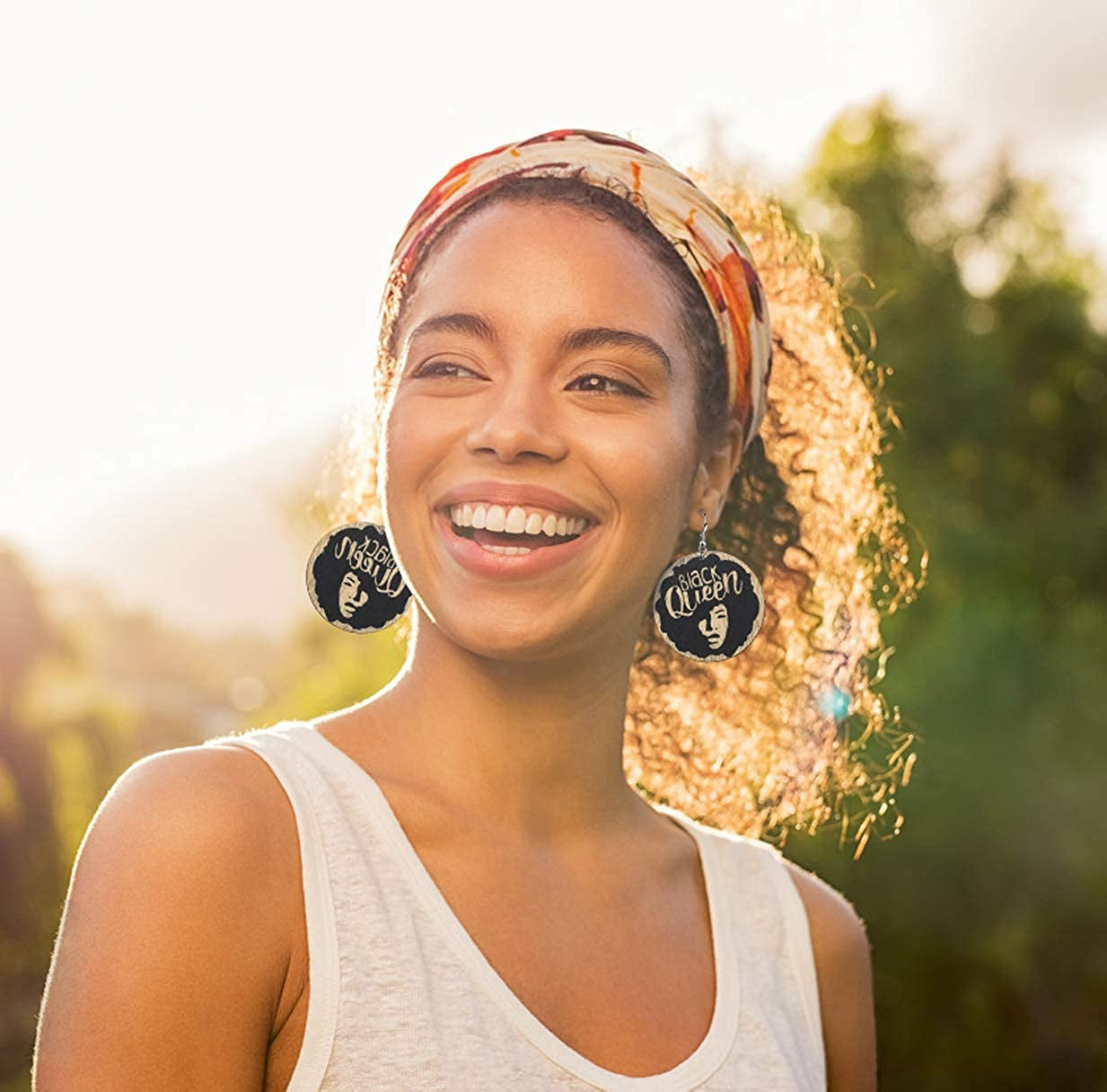 Honsny 9-12 Pairs African Wooden Earrings for Women round Wooden Painted Ethnic Earrings Drop Dangle Earrings Set Apparel & Accessories > Jewelry > Earrings Honsny   