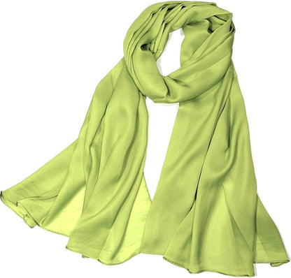 Shanlin Silk Feel Long Satin Patterned & Solid Color Scarves for Women in Gift Box Apparel & Accessories > Clothing Accessories > Scarves & Shawls Shanlin Solid Color: Apple Green  
