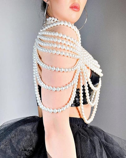 Ccbodily Pearl Body Chain Bra - Fashion Shoulder Necklaces Bra Chain Body Jewelry Apparel & Accessories > Jewelry > Body Jewelry CCbodily   