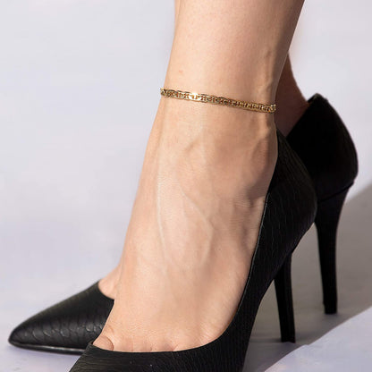 LIFETIME JEWELRY 5Mm Crushed Mariner Anklet for Women & Girls 24K Real Gold Plated Apparel & Accessories > Jewelry > Anklets Lifetime Products Group   