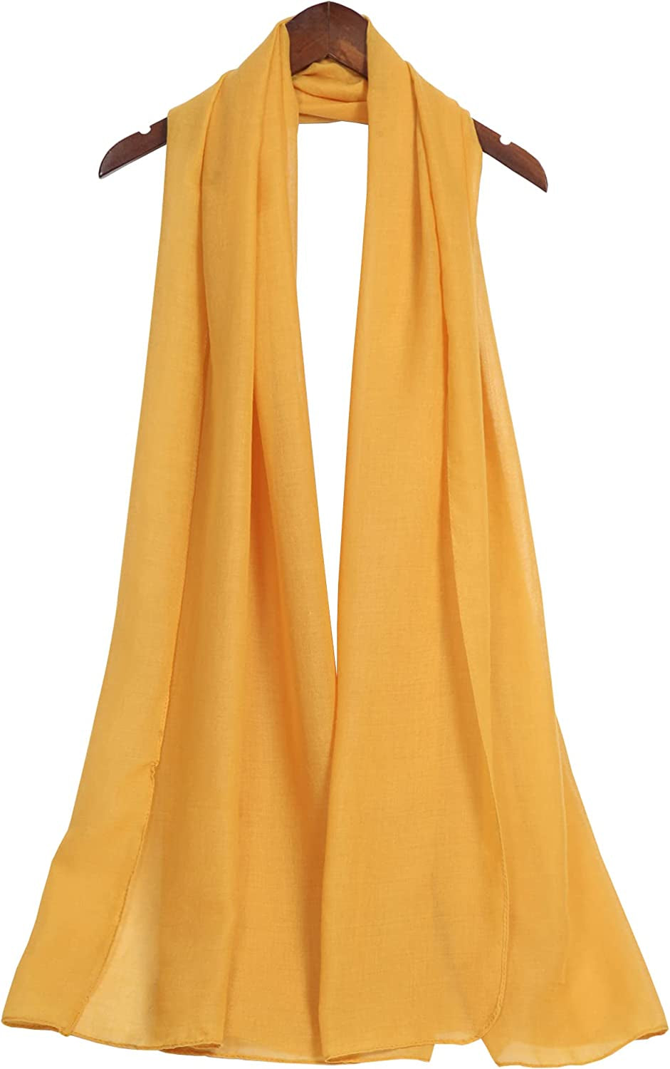 Missshorthair Womens Solid Color Scarfs Long Lightweight Scarf for Women Large Sheer Wrap Shawl Apparel & Accessories > Clothing Accessories > Scarves & Shawls MissShorthair 7 Mustard Yellow  