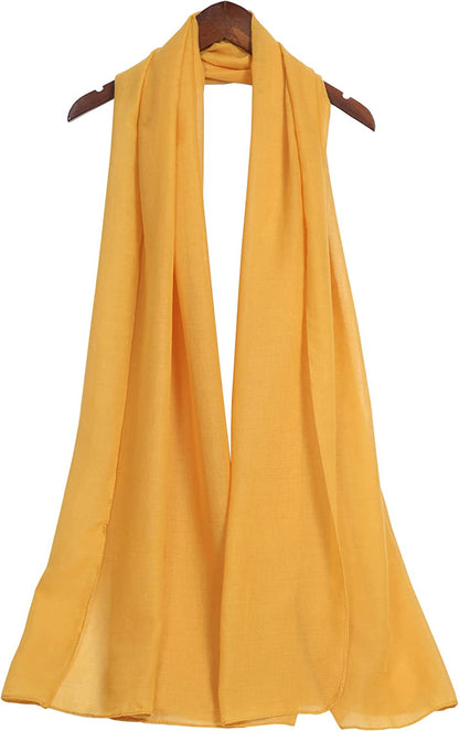 Missshorthair Womens Solid Color Scarfs Long Lightweight Scarf for Women Large Sheer Wrap Shawl Apparel & Accessories > Clothing Accessories > Scarves & Shawls MissShorthair 7 Mustard Yellow  