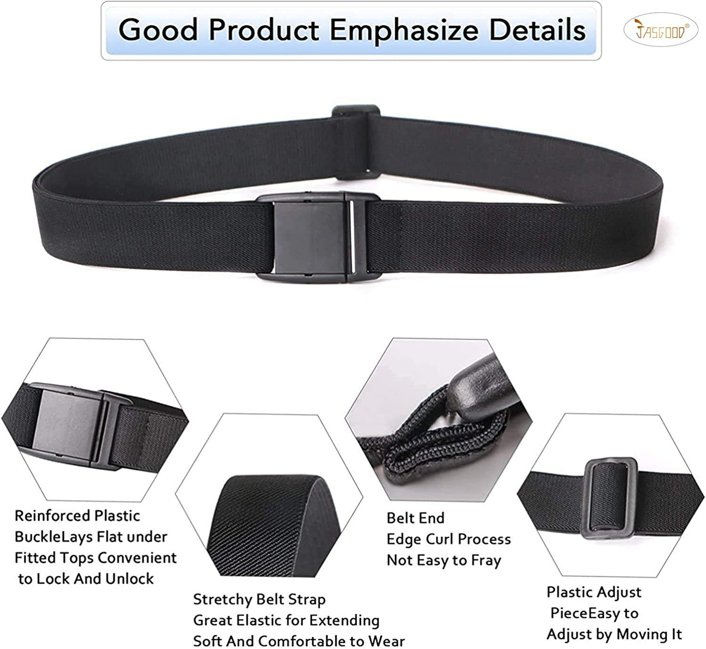 No Show Women Stretch Belt Invisible Elastic Web Strap Belt with Flat Buckle for Jeans Pants Dresses Apparel & Accessories > Clothing Accessories > Belts KYLIE MAX   