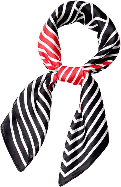 Women'S Fashion Soft Large Satin Square Chiffon Polyester Scarf Set Head Neck Multiuse Solid Colors Available Apparel & Accessories > Clothing Accessories > Bandanas & Headties Persmileful S6 Red Black  