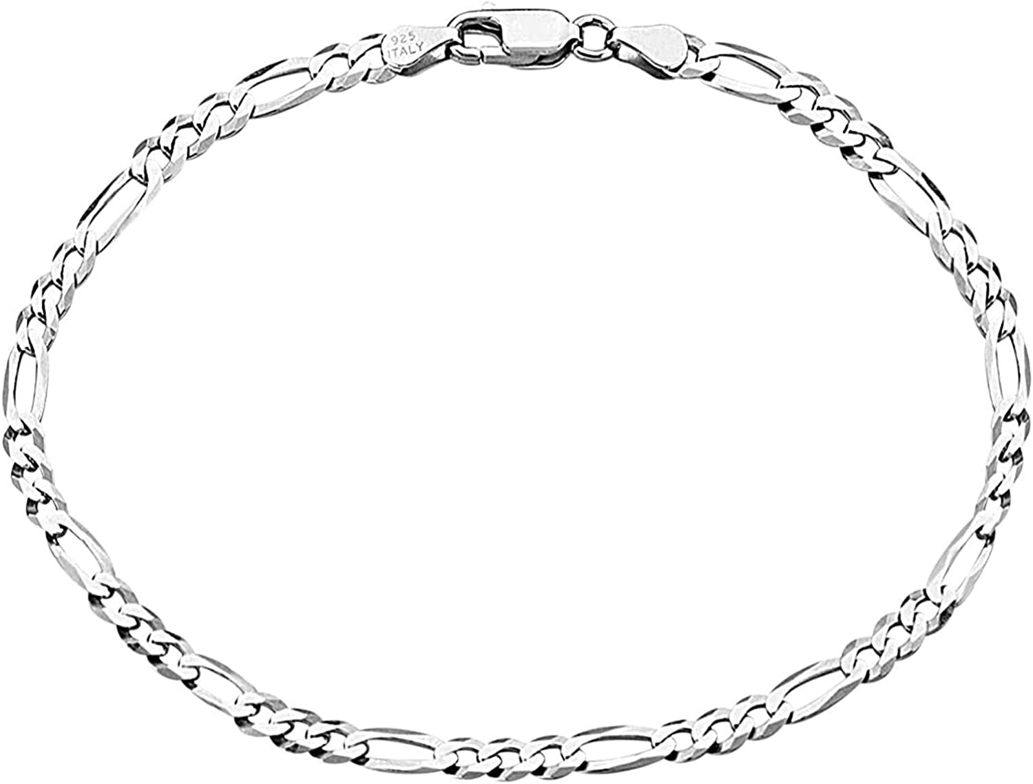 Savlano 925 Sterling Silver Solid Italian Figaro, Rope,Herringbone, Curb, Ball Bead, Snake, Mariner Chain Anklet for Women & Girls, Comes in 0.8Mm - 5Mm Gift Box Apparel & Accessories > Jewelry > Anklets Savlano Figaro 3.5mm 10.0 Inches 