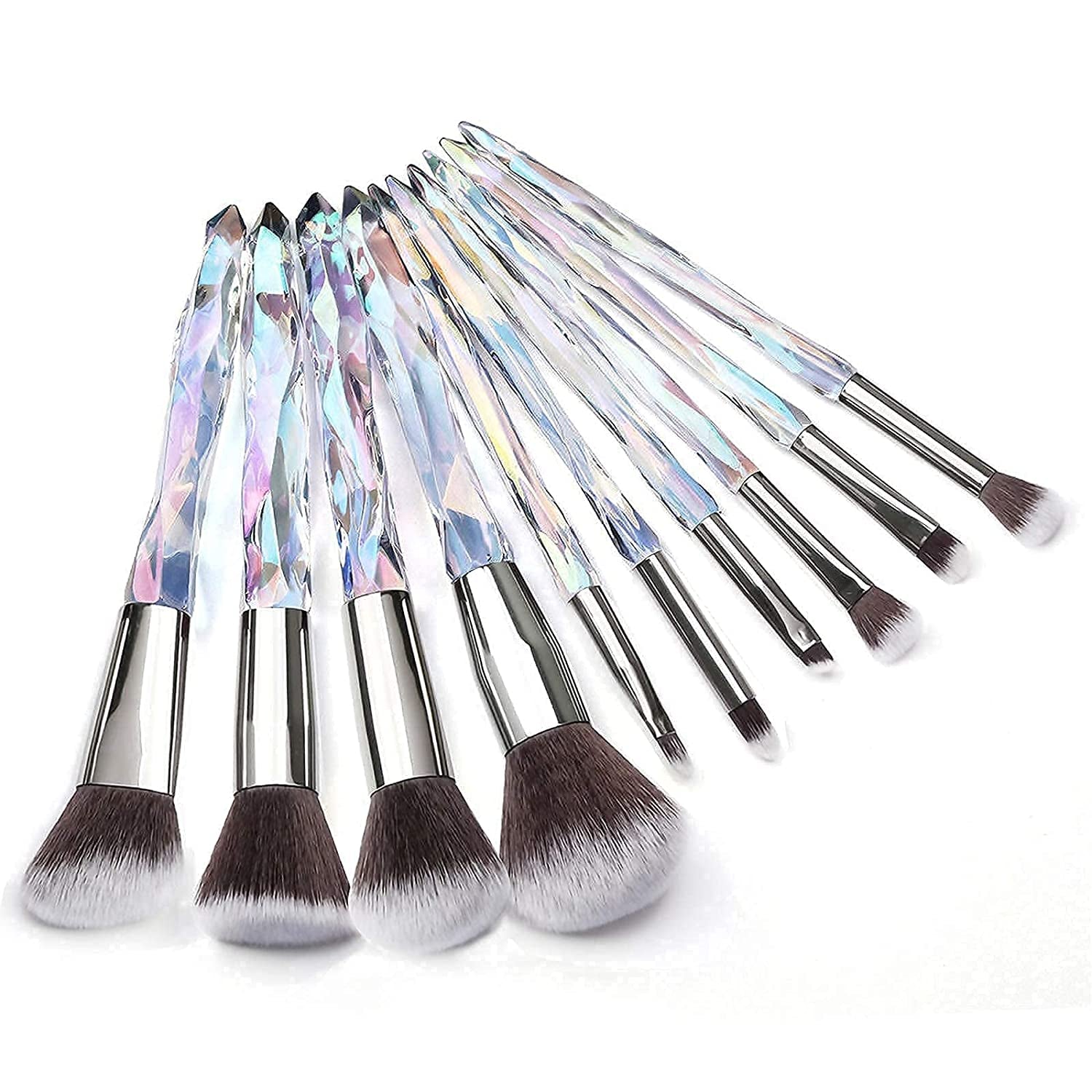 Kingtree Makeup Brush Set 10 PCS Crystal Makeup Brushes, Premium Synthetic Bristles Powder Foundation Blush Concealer Eye Shadow Eyeliner Eyebrow Brushes for Girls Ideal Beauty Tool for Women Health & Beauty > Personal Care > Cosmetics > Cosmetic Tools > Makeup Tools Kingtree D  