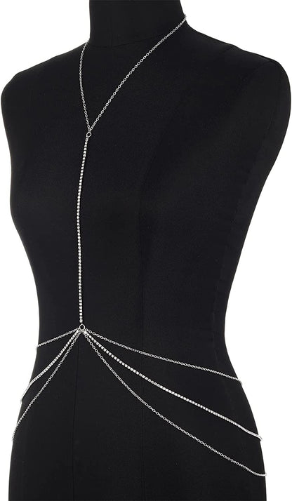 Rhinestone Body Chains Jewelry for Women and Girls Sexy Belly Waist Chain Bikini Beach Accessories Apparel & Accessories > Jewelry > Body Jewelry FNQUFUJ   